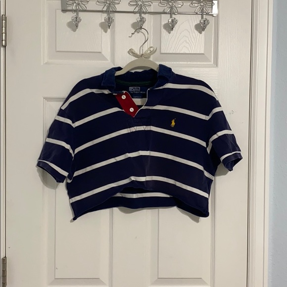 Polo Ralph Lauren Tops - Vintage cropped navy striped polo shirt